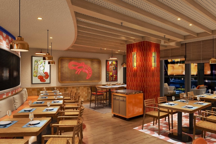 the interior of aire new restaurant in causeway bay
