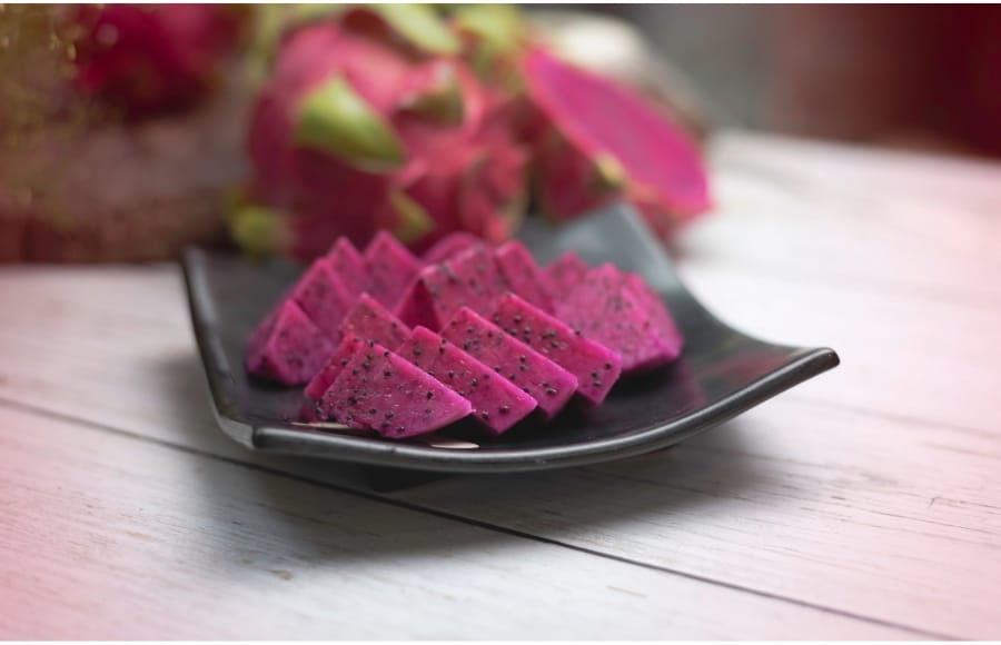 sliced red dragonfruit for lunar new year lucky fruit
