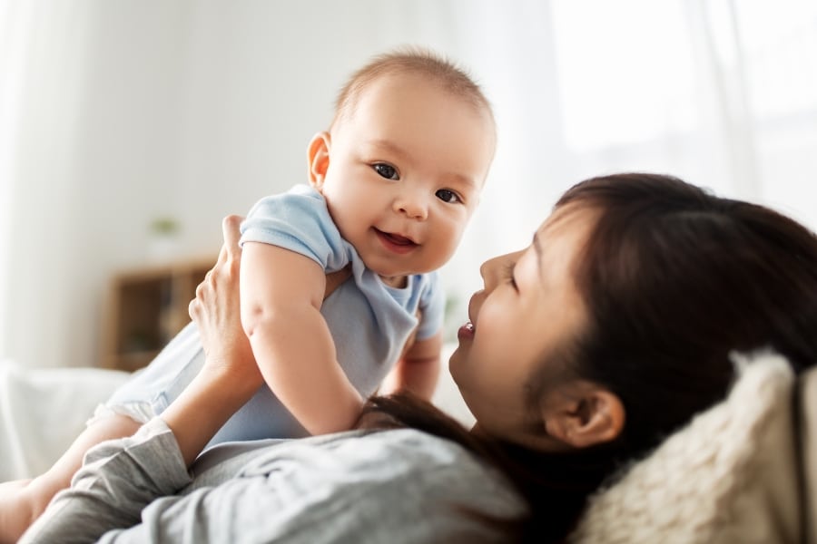 mother and baby bonding at home