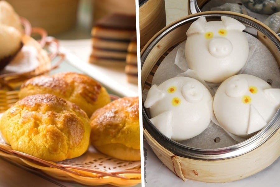 the pineapple bun and custard bun at dimdumsum restaurant