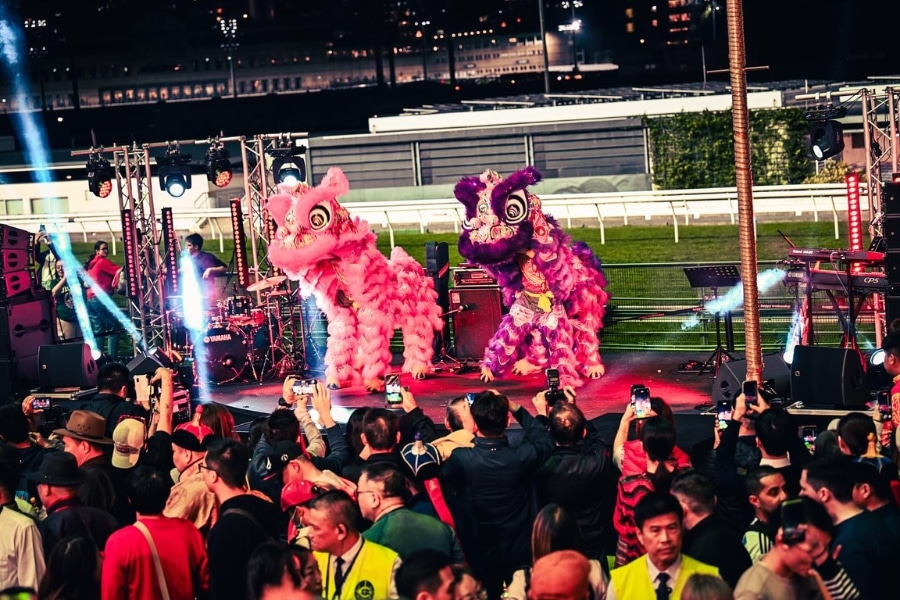 lion dance at happy wednesday event at happy valley racecourse