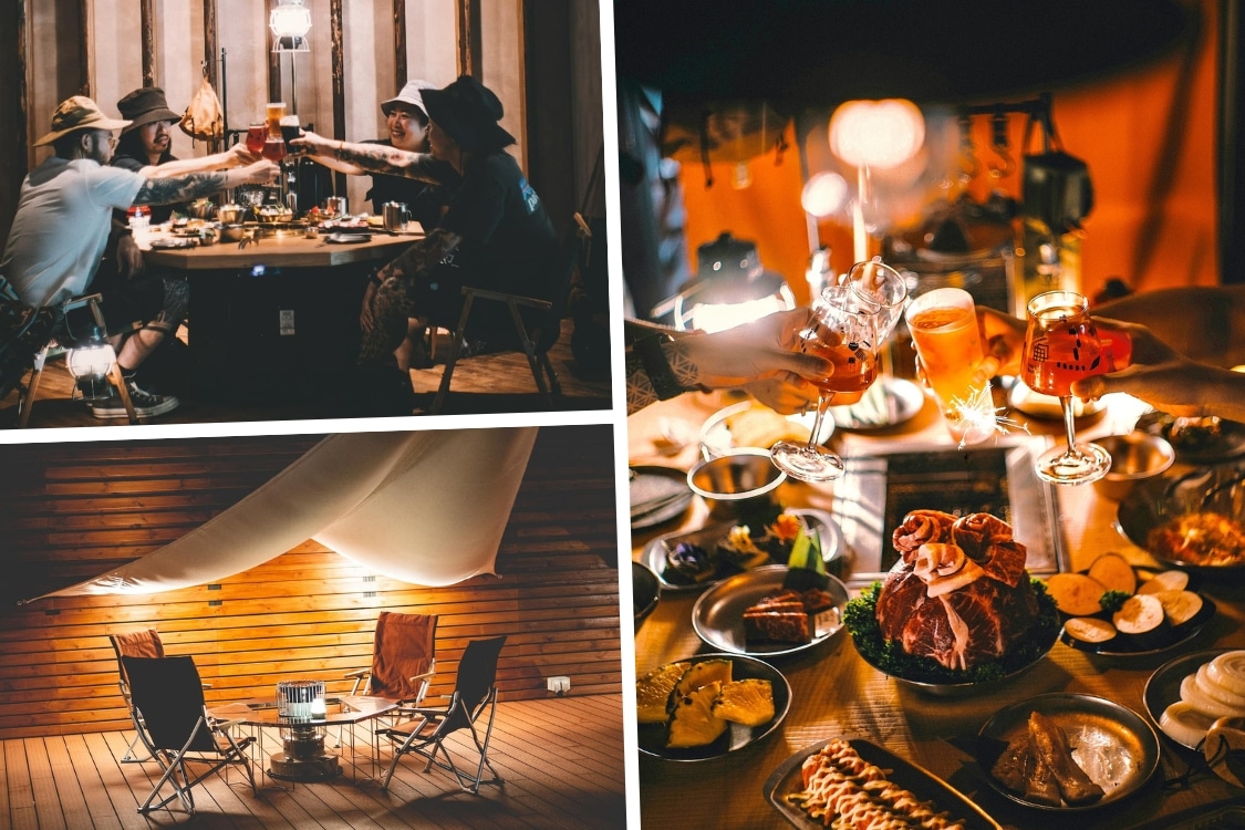 hearth yakiniku indoor and outdoor seating and food