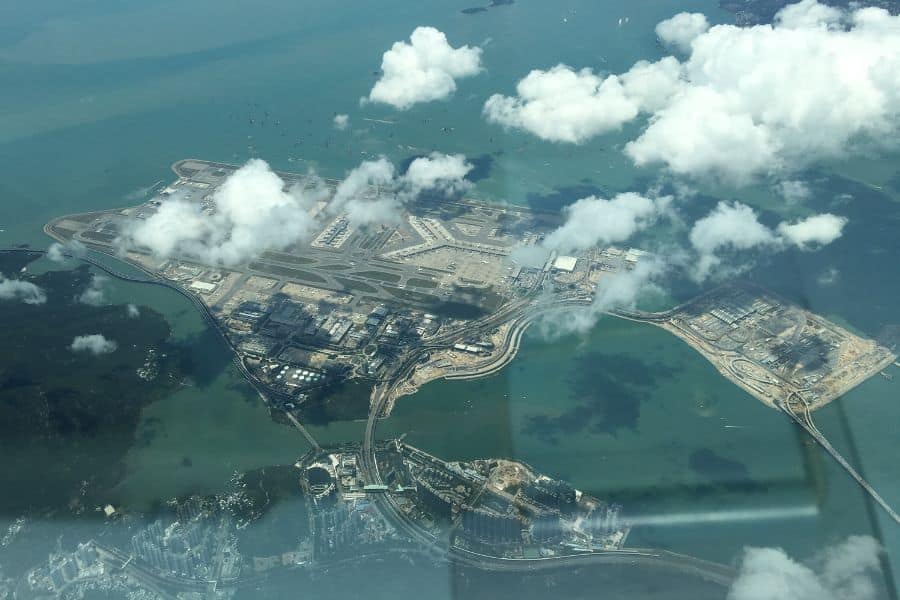hong kong airport from the sky