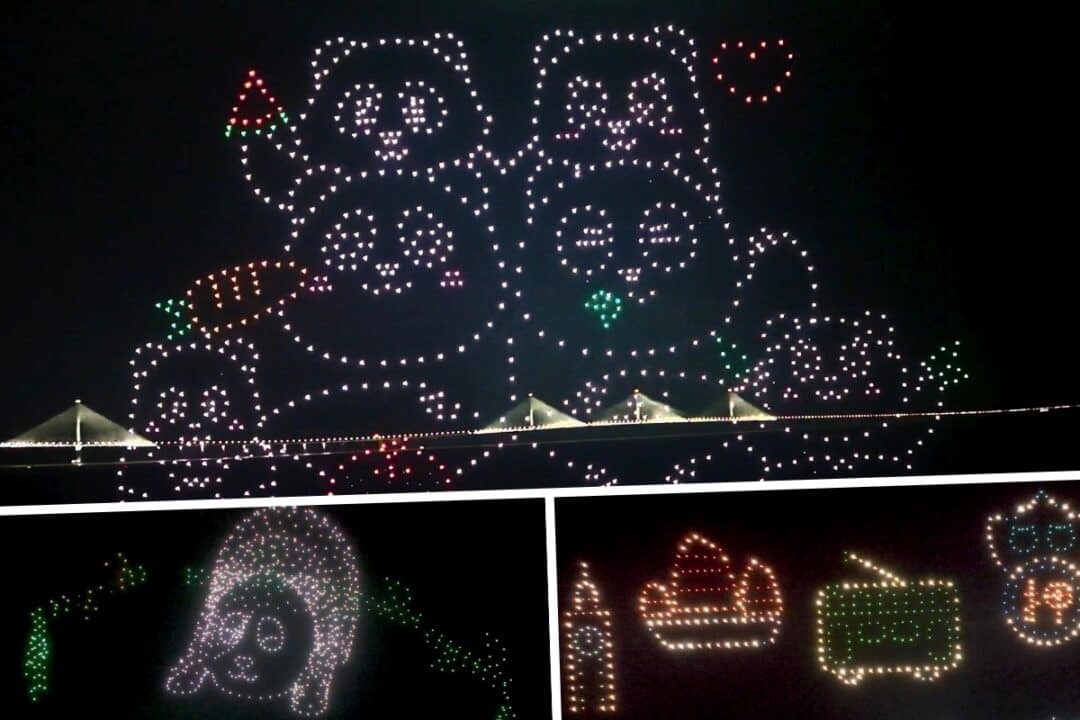 hong kong panda drone fireworks show west kowloon
