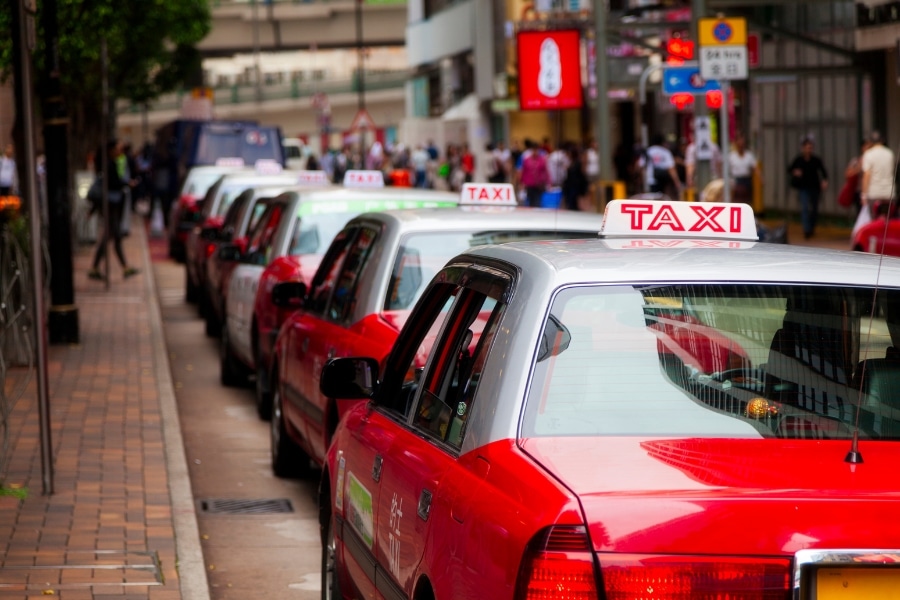 hong kong red taxis
