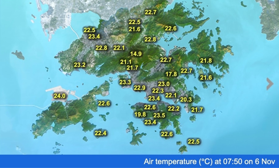 hong kong temperature november 6 2024