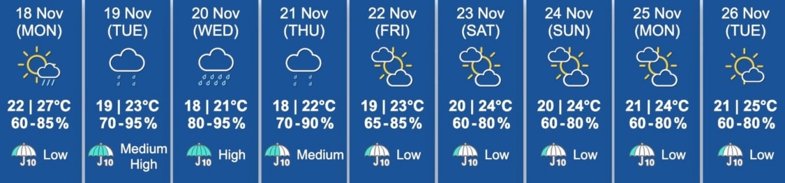 hong kong weather forecast november 18-26 2024