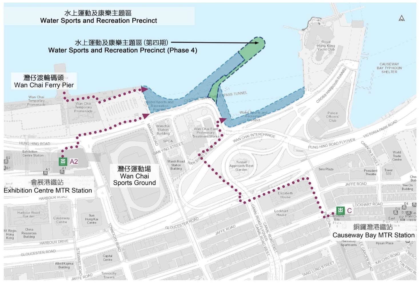map to water sports and recreation precinct hong kong