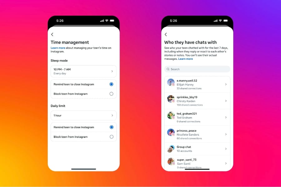 instagram teen accounts time management chat settings