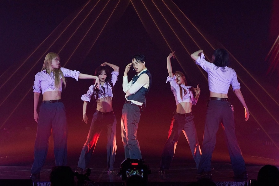 kpop singer kai dancing on stage