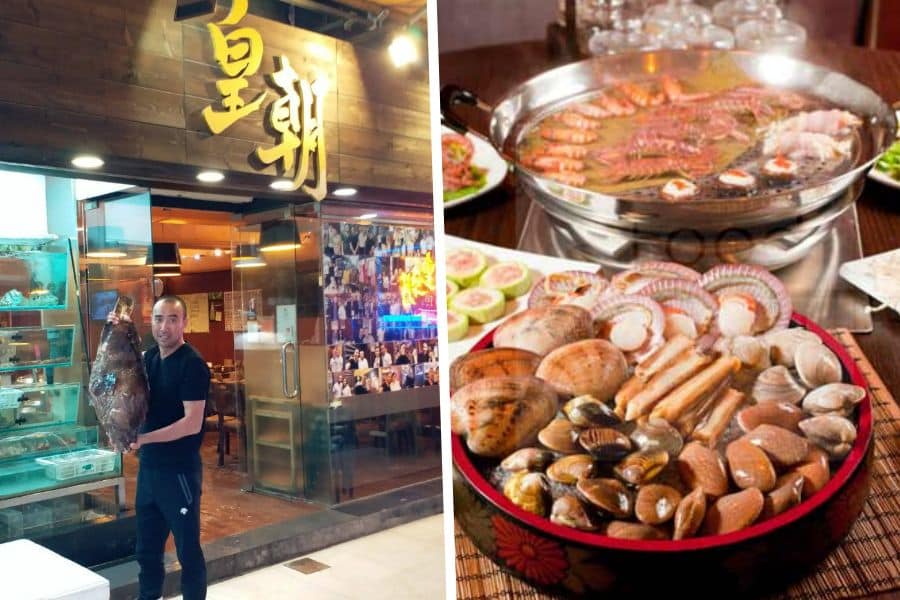the owner pose in front of king's dynasty restaurant and its signature steam seafood hotpot