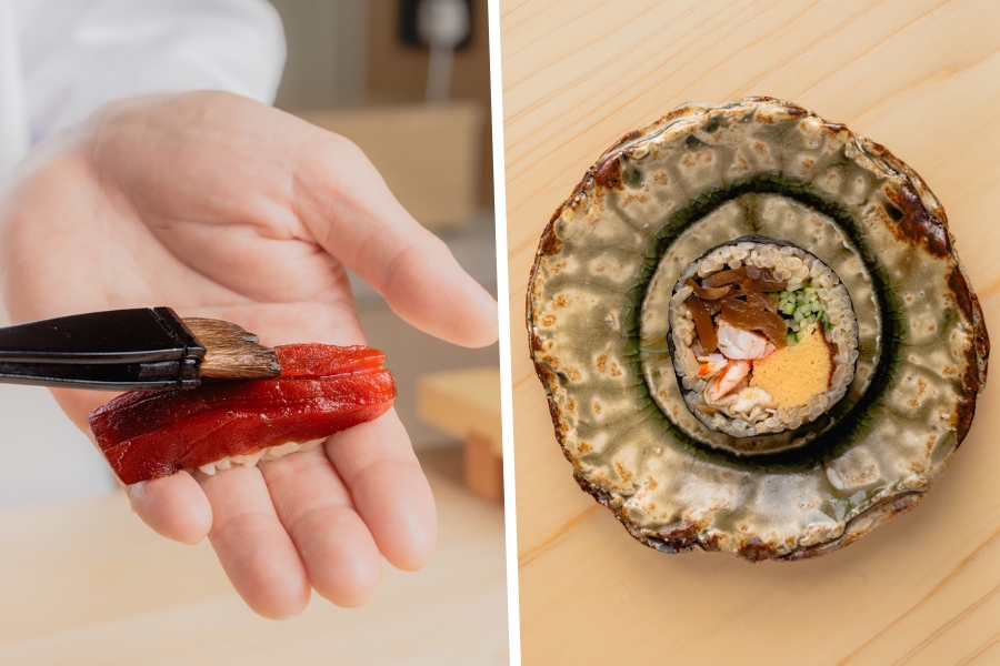 the chef making tuna sushi and maki rolls at niwa new restaurant in central
