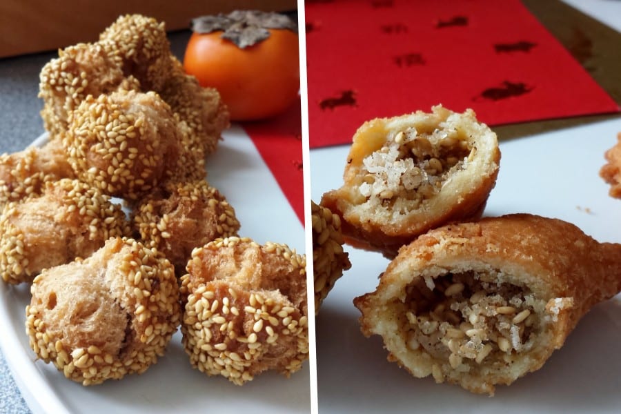 round sesame cookies chinese new year