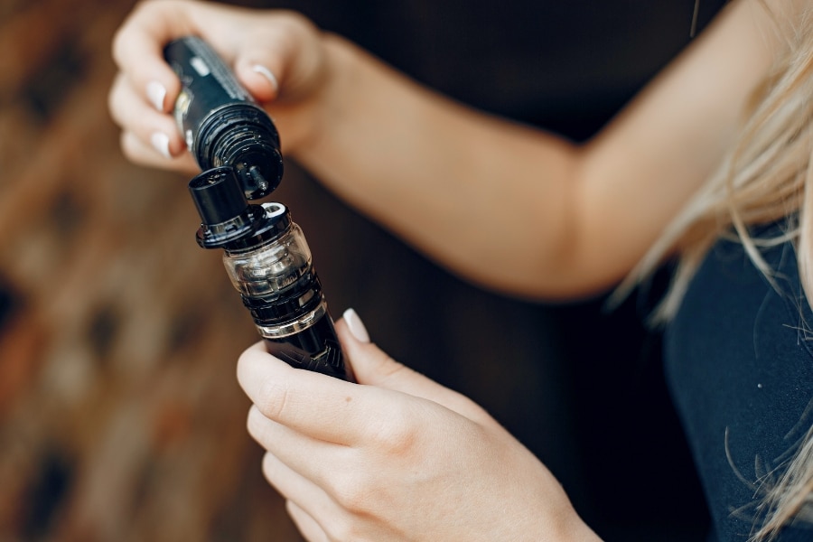 woman with e-cigarette