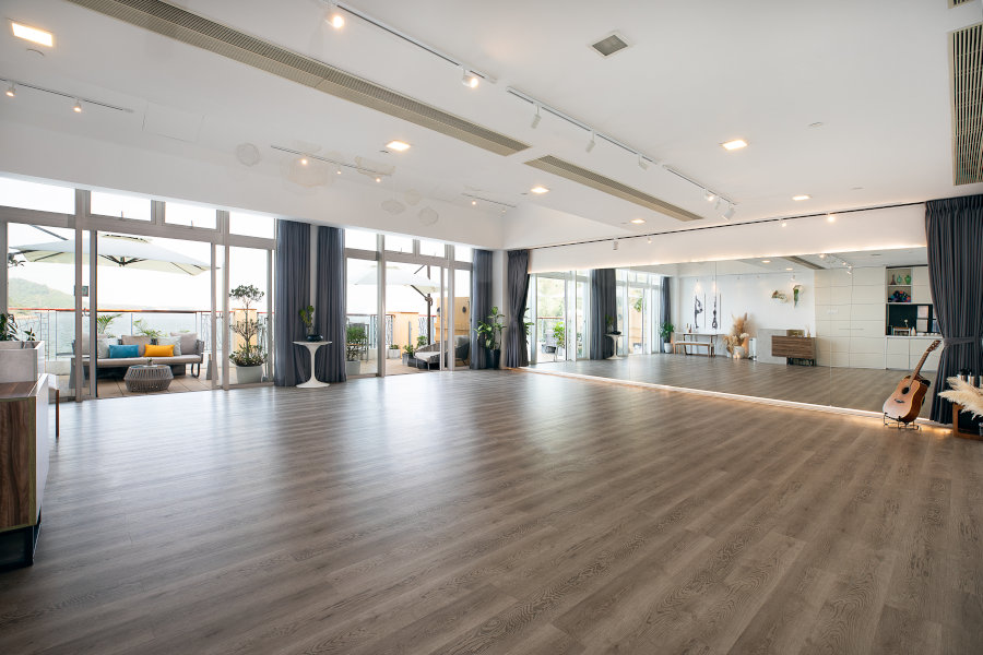 yoga studio and outdoor balcony at yoga up