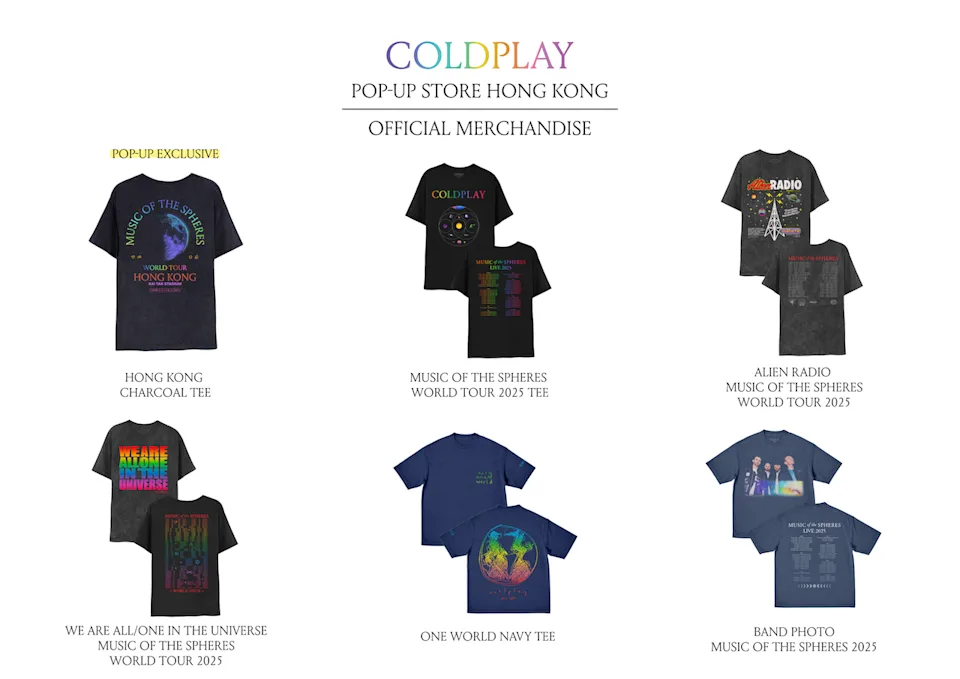 Official Coldplay's concert merch 2025 (© Airside/Coldplay MOON MUSiC 期間限定店)