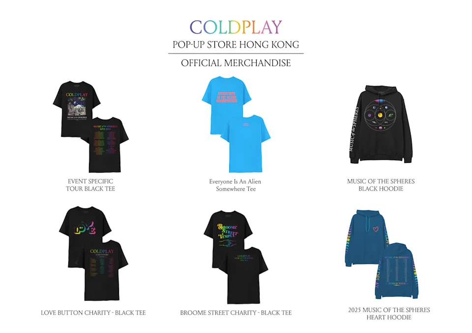Official Coldplay's concert merch 2025 (© Airside/Coldplay MOON MUSiC 期間限定店)